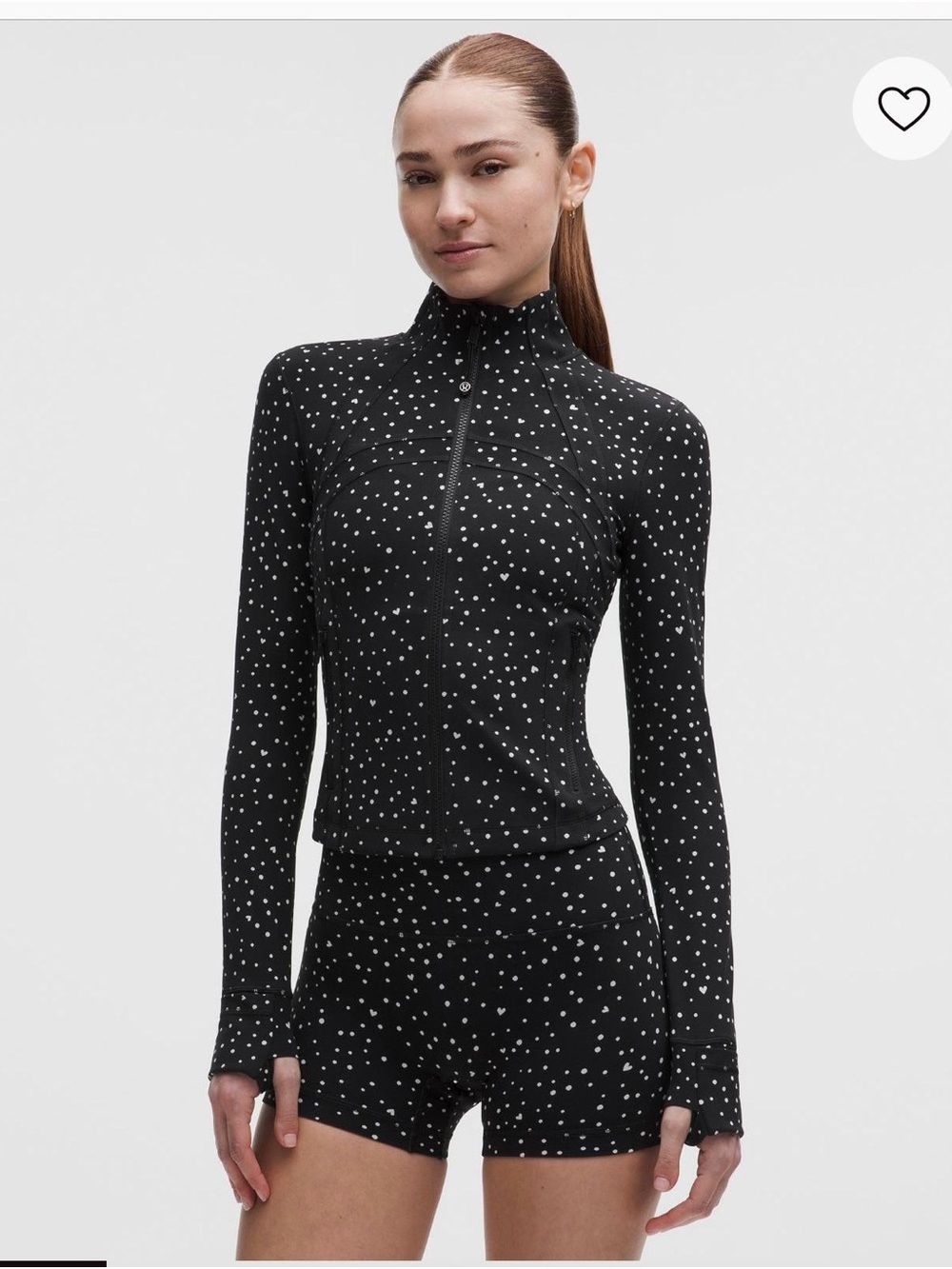 NWT lululemon athletica size 10 Black Heart Polka Dot Define Cropped Jacket - Picture 5 of 7